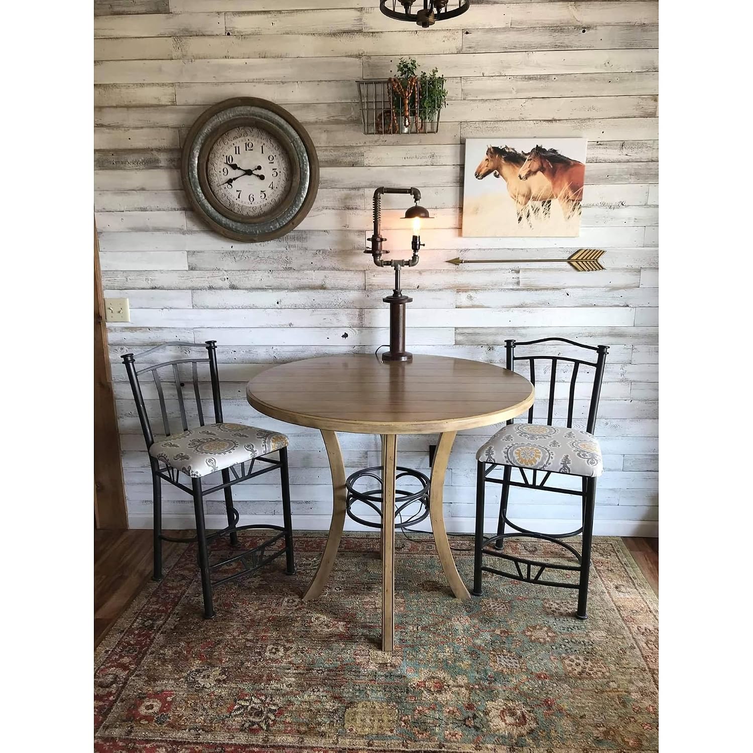 Rockin' Wood Real Wood Peel & Stick 2 & 4 Foot Length Rustic Reclaimed Barn Wood Accent Paneling Planks for Walls, White Wash, 23 Square Feet