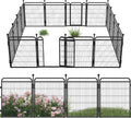 32 in(H) Decorative Garden Fence Outdoor for Yard with 2 Gates,Heavy Duty Iron 16 Panels Total 34.7ft(L) Anti Dig Fence with Gravity Automatic Lock for Indoor/Outdoor Dog Fence for rv Camping,Black