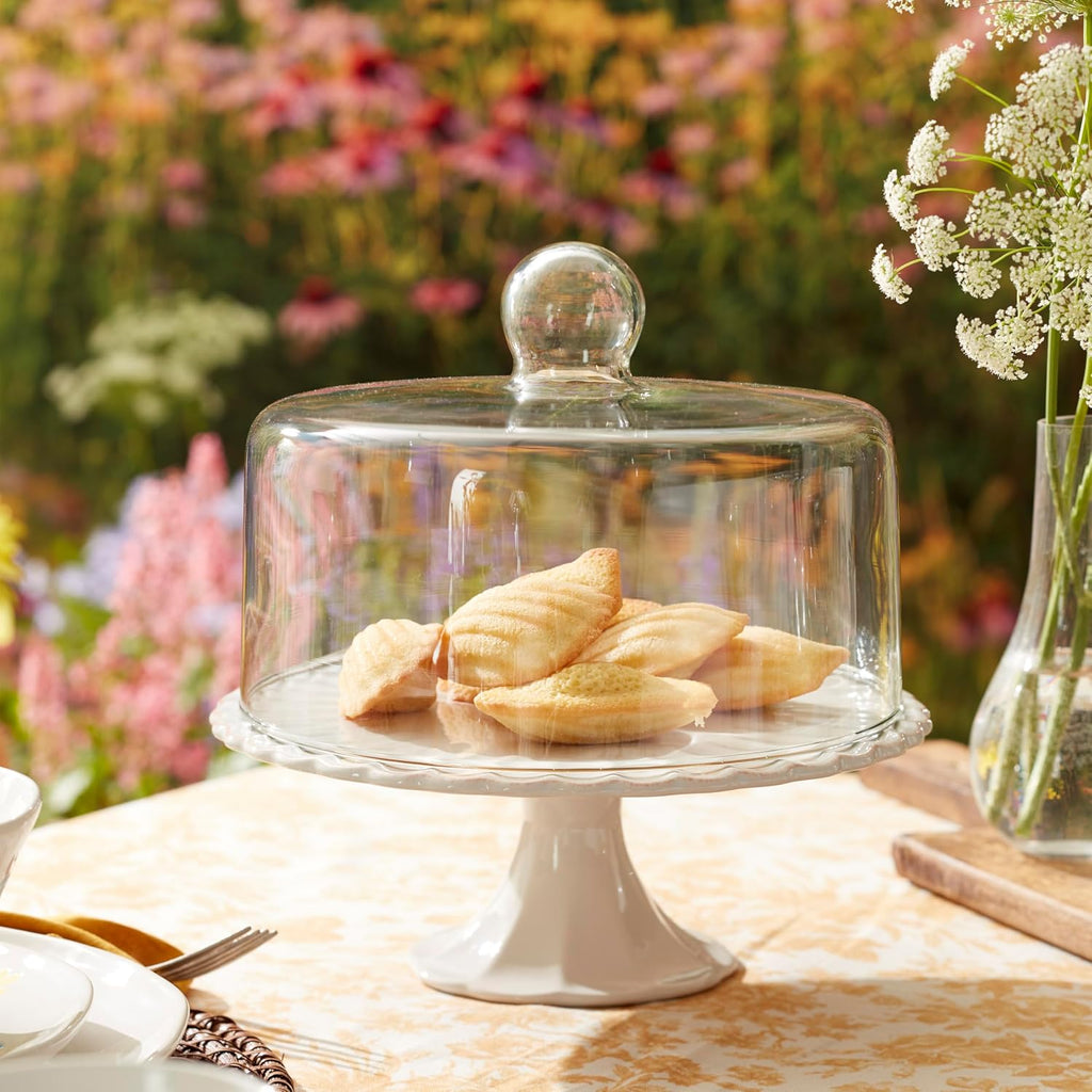Lenox 896913 French Perle White Cake Plate with Dome, 11' H x 10.25' D