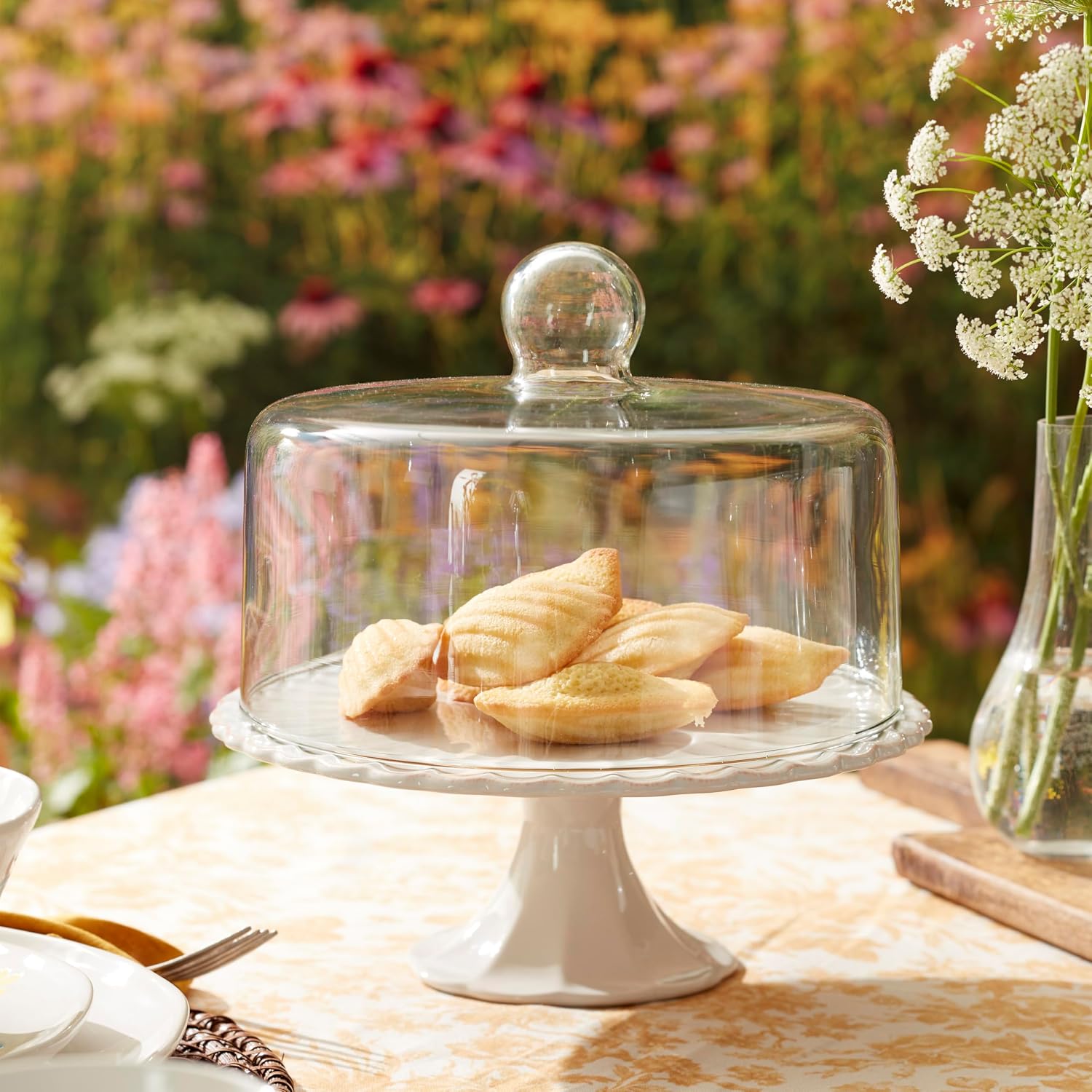 Lenox 896913 French Perle White Cake Plate with Dome, 11' H x 10.25' D