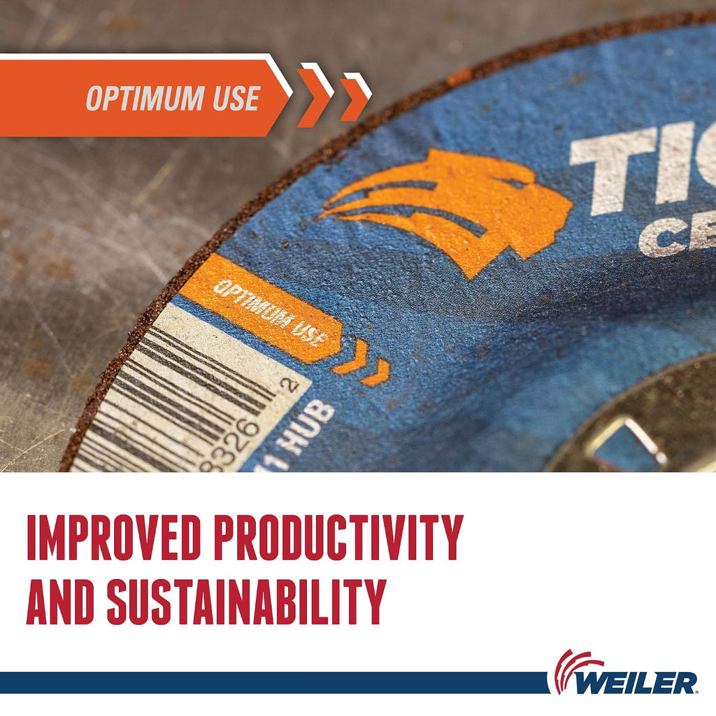 Weiler 58332 7 x 1/4 Tiger Ceramic Type 27 Grinding Wheel CER24R 5/8-11 Nut (Pack of 10)