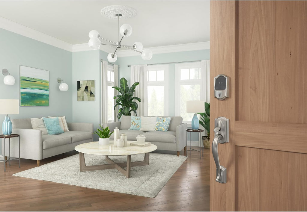 Schlage Encode Plus Smart WiFi Deadbolt Lock, Tap to Unlock, Satin Nickel | Keyless entry door lock with touchscreen, Apple watch unlock, Apple Home, Alexa & Airbnb compatible, Certified security
