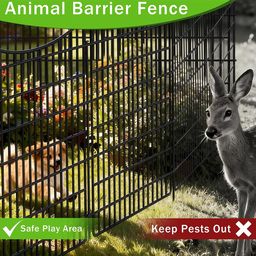 15 Panels Garden Fence Animal Barrier, 33 in(H) X 36 ft(L) Dog Fence Outdoor for Yard with Lock, Tall Metal Fencing with Ground Stakes, Temporary Fencing for Dog, Rabbits, and Patio Border