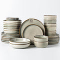 GBHOME 24 Pieces Double Bowls Ceramic Dinnerware Sets for 6, Stoneware Plates and Bowls Set with Reactive Glaze, Scratch Resistant Stoneware Dishes Set, Dishwasher & Microwave Safe