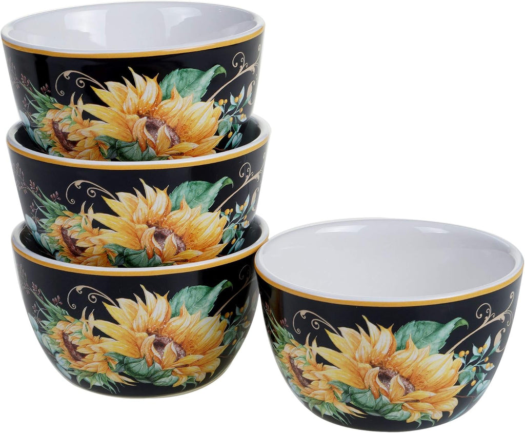 Sunflower Fields 16-Piece Ceramic Dinnerware Set – Great for Fall Gatherings, Daily Meals, Brunches, or Hosting – Service for 4 Includes Dinner Plates, Salad Plates, Bowls & Mugs
