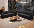 Fiona's magic 6 Seats Couch Set, 2 Piece Set Comfy Sofa, 3 Seater Sofa*2 with Deep Seats for Living Room, Modern Sleeper Couch, Black Corduroy