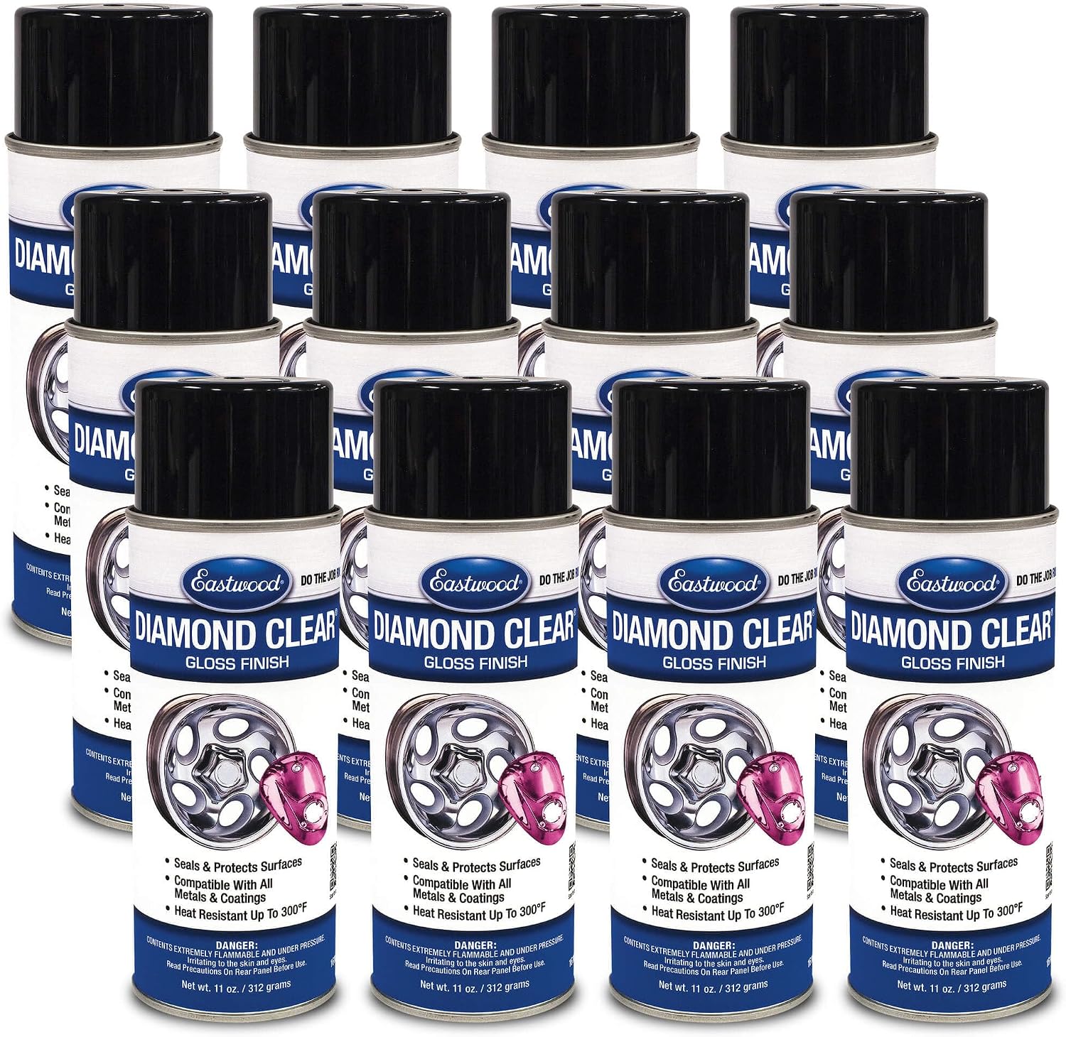 Eastwood Diamond Clear DTM and Painted Surfaces Aerosol Gloss 11 Oz | 12 Pack