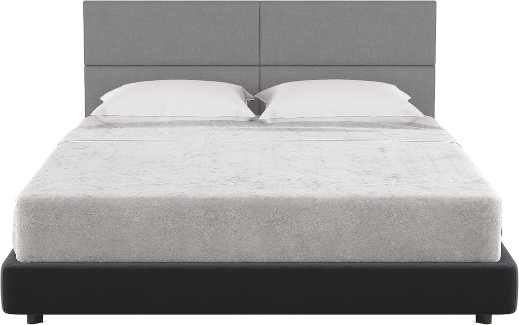 Jaxx Panelist Modern Padded Headboard – Set of 4 Wall Mounted Panels (Each 11.25' x 30') - Queen, Mouse Grey Microvelvet