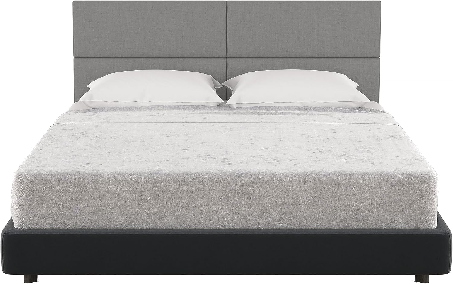 Jaxx Panelist Modern Padded Headboard – Set of 4 Wall Mounted Panels (Each 11.25' x 30') - Queen, Mouse Grey Microvelvet