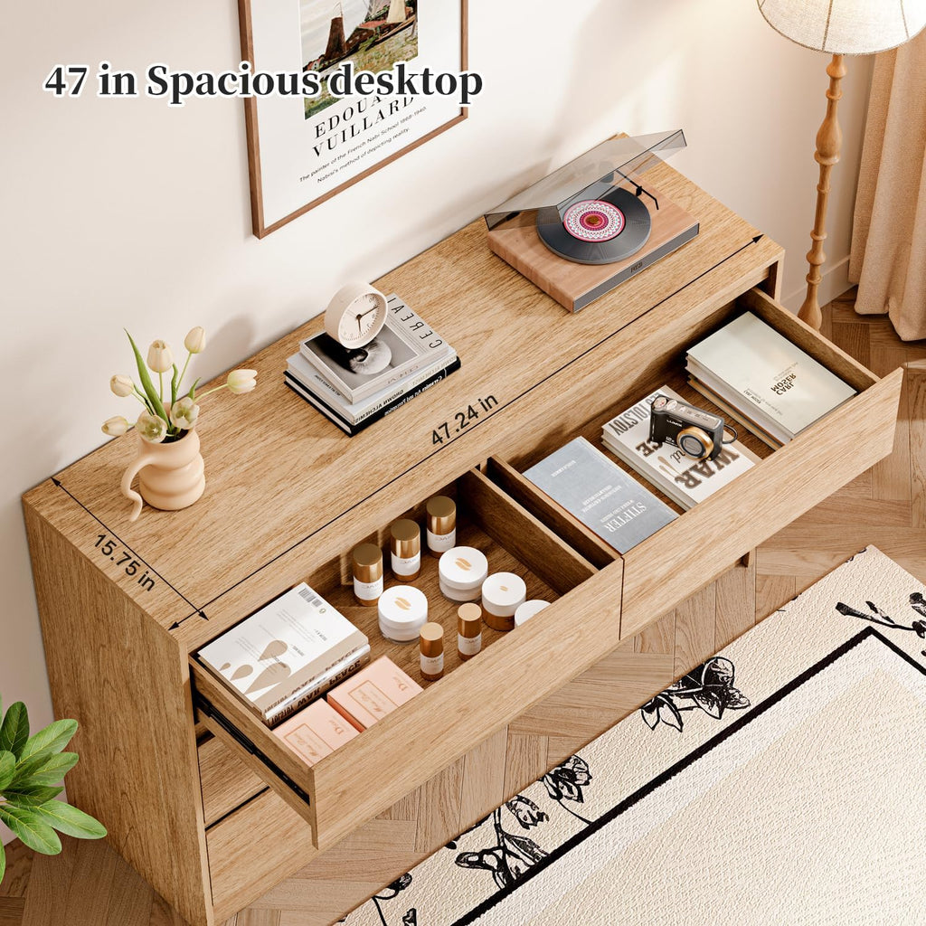 Chrangmay Modern Chest of Drawers with 6 Drawers,Deep Drawers,Clothes Organizer,Large Storage Cabinet for Living Room, Bedroom,Hallway,with Anti-Tipping Device,Raw