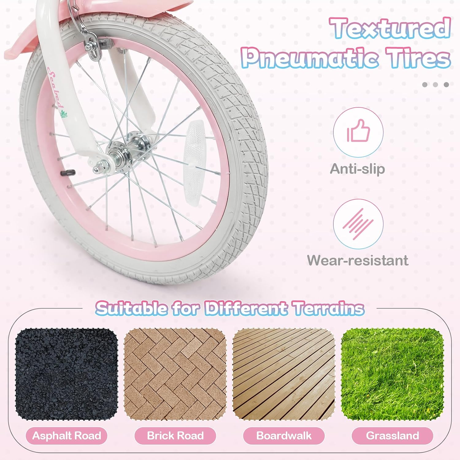 HONEY JOY Kids Bike, 12 14 16 18 Inch Girls Bike w/Training Wheels, Streamers, Basket, Handbrake & Coaster Brake, Fully Enclosed Chain, Mermaid Princess Children Bike for 3-8 Years Old