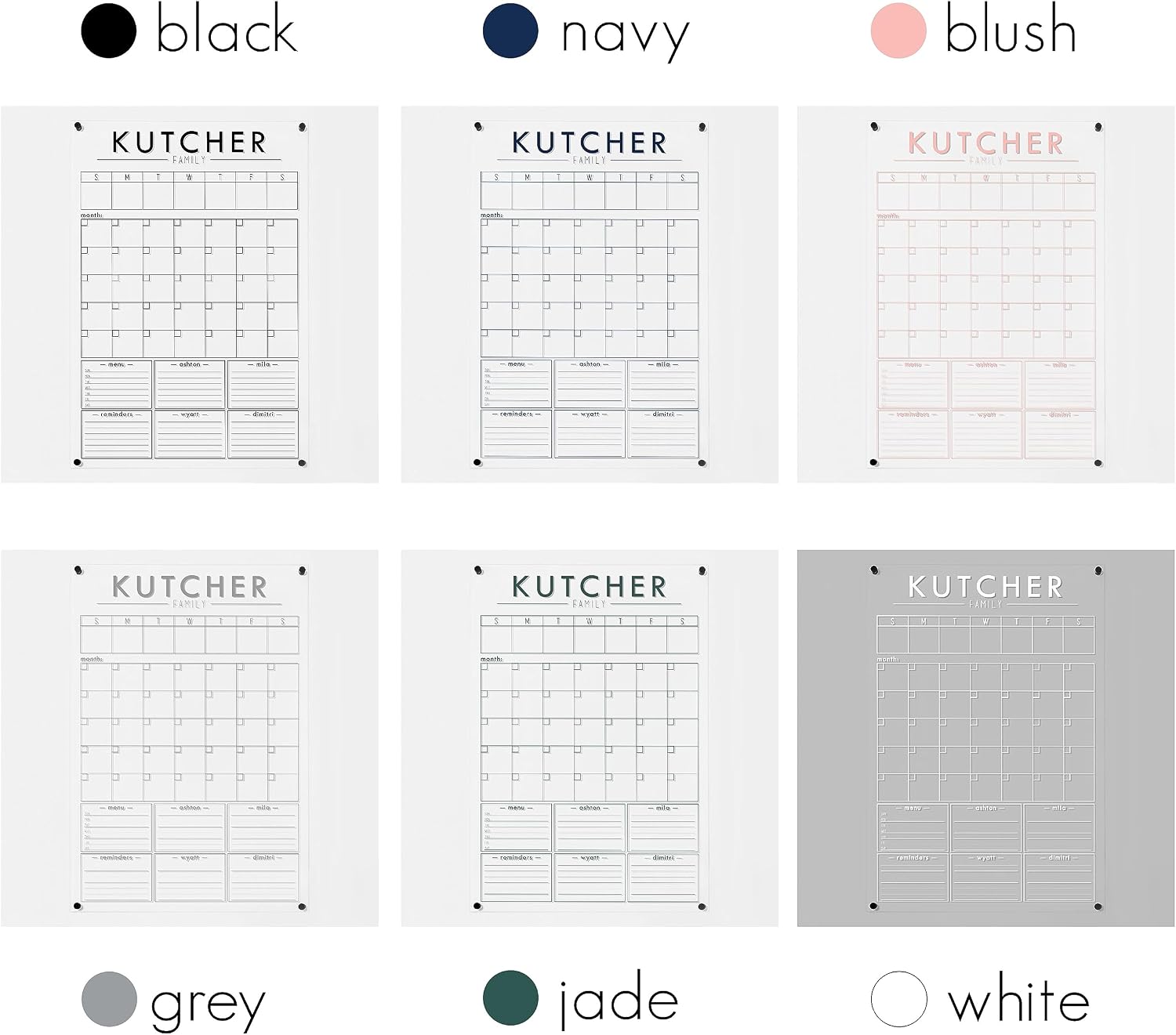 Circle & Square Personalized Clear Acrylic Calendar for Wall, Month & Week Planner Whiteboard, Dry Erase Family Planner, Wall Calendar Organizer System for Home (26' Wx38 H, Vertical, Black)