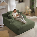 Oversized Chaise Lounge Chair Indoor, 66' Cloud Boneless Sleeper Couch Corduroy Upholstered Sofa Bed Deep Seat Comfy Reading Chair with 3 Pillows for Living Room Bedroom, Green