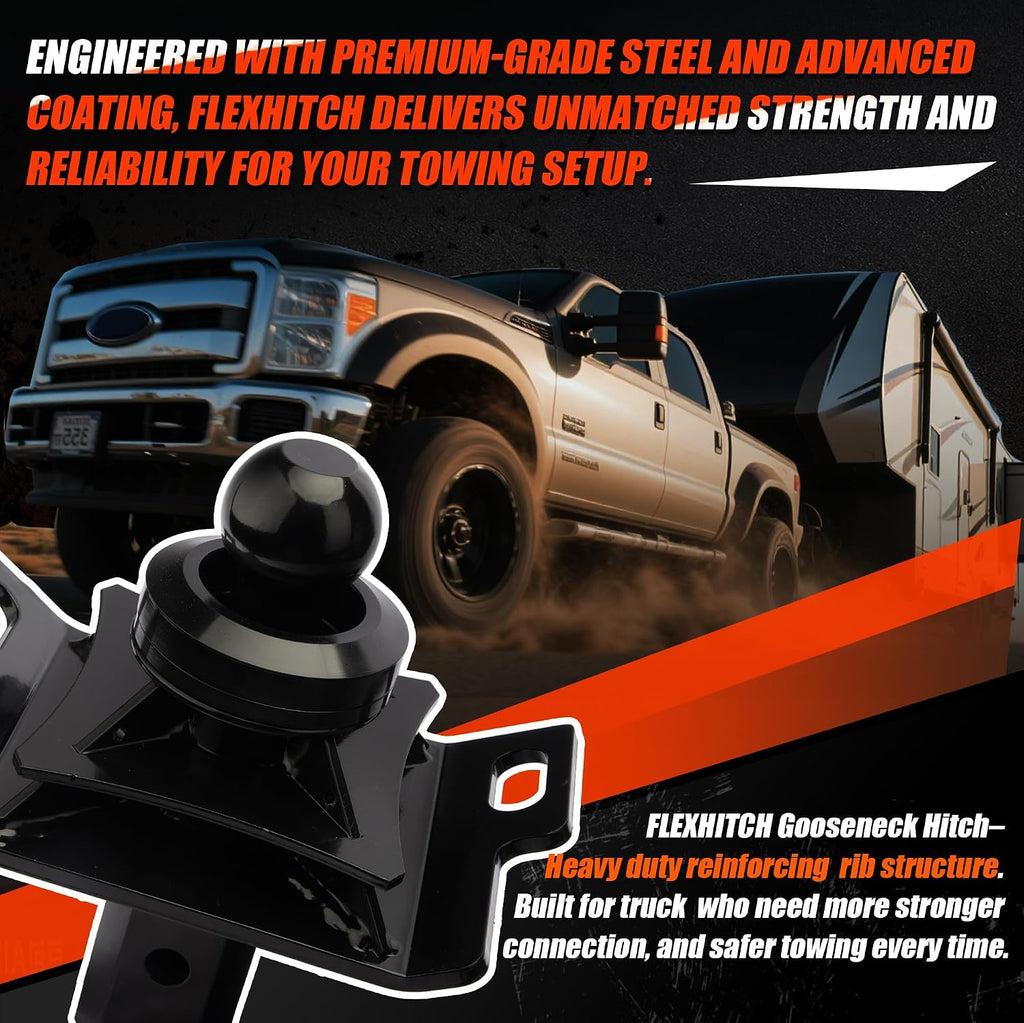 3' Raised Gooseneck Ball Hitch fit for Underbed Gooseneck Trailer Hitch (Square Base Receiver), Pre-Drilled Holes for Safety Chains, 38,000 lbs, Anti-tilt PU Washer Included