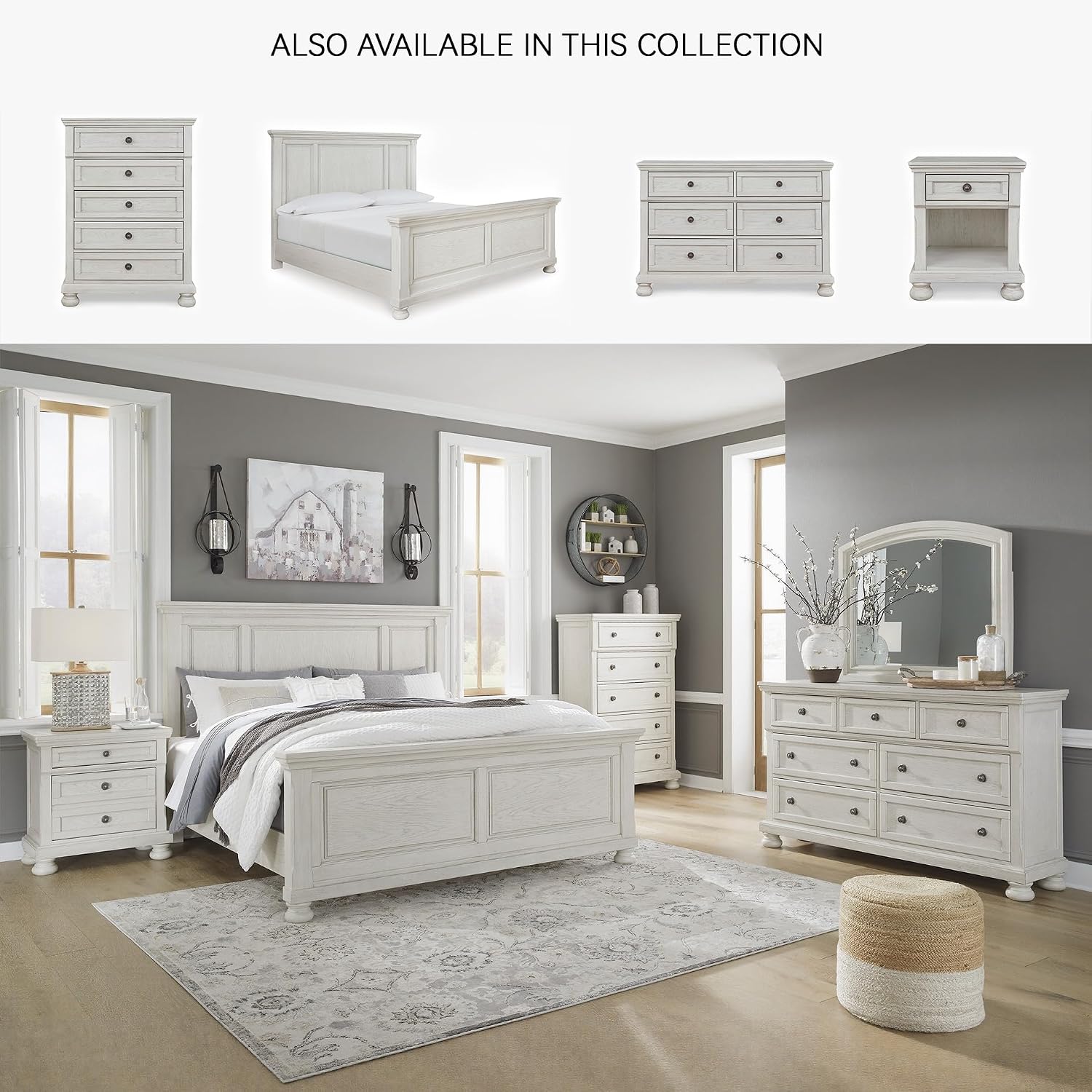 Signature Design by Ashley Robbinsdale Traditional 7 Drawer Dresser, Antique White