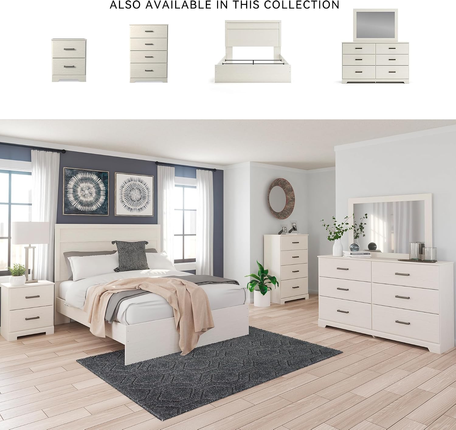 Signature Design by Ashley Stelsie Modern Scandinavian 6 Drawer Dresser, Whitewash