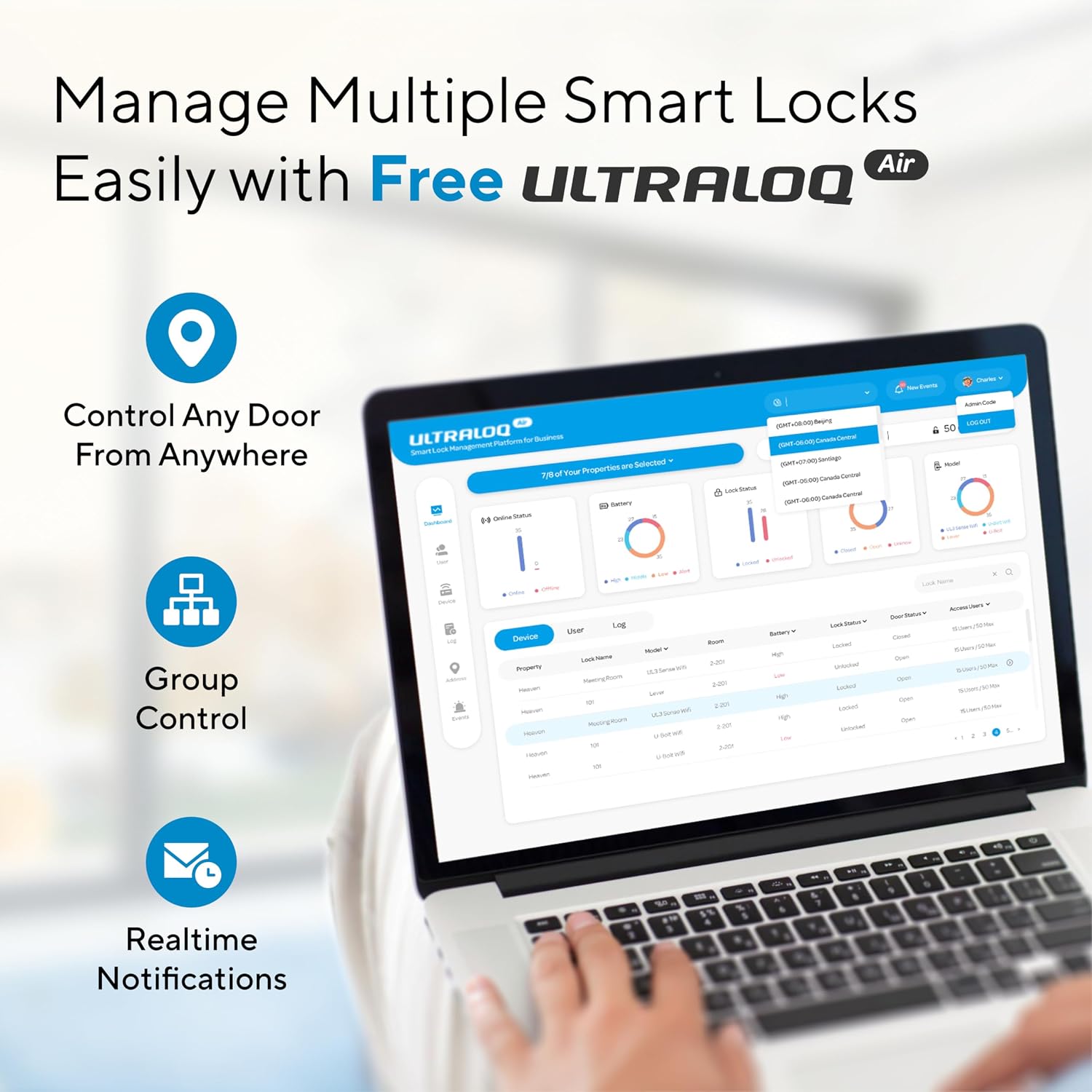 ULTRALOQ 2026 Upgrade Bolt Fingerprint Smart Lock in Black, Biometric Deadbolt with Built-in WiFi, Keyless Entry Door Lock, App Remote Control, 10 Months Battery, IP65 Waterproof, BHMA Grade AAA