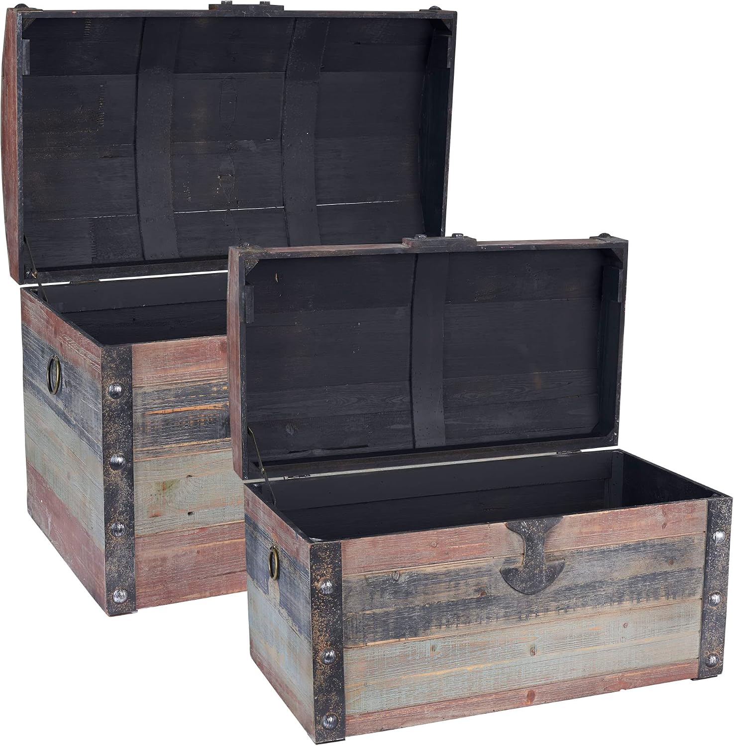 Household Essentials Dome-Top Painted Fir & Engineered Wood Trunk Duo