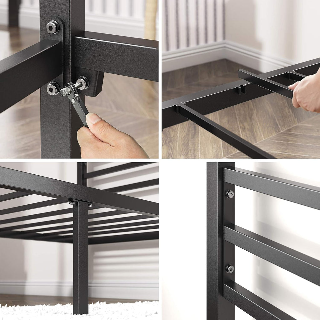 Zinus Patricia Metal Framed Canopy Four Poster Platform Bed Frame/Strong Steel Mattress Support/No Box Spring Needed, Queen, Black (OLB-CPBF-Q)