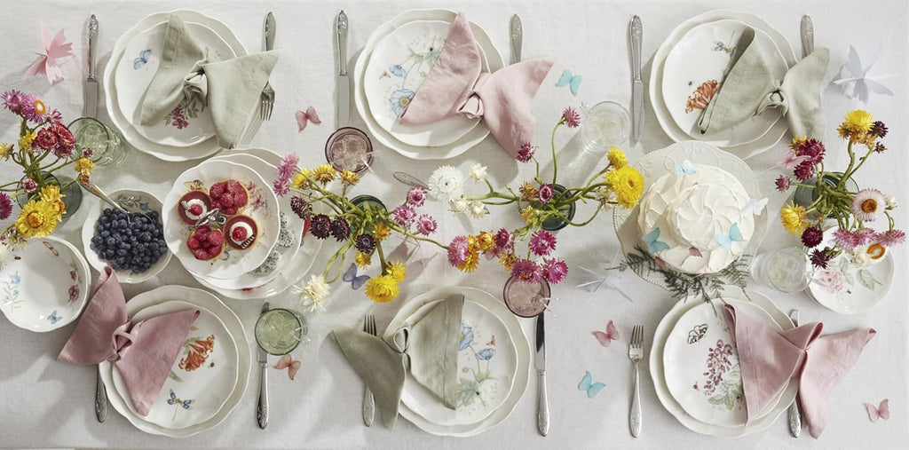 Lenox Dinnerware Set, Butterfly Meadow 28-Piece Set, Service For 4, Porcelain Plates With Scalloped Edges, Plates And Bowls Sets, Microwave Safe, Dishwasher Safe, Home & Kitchen (28 Piece, Assorted)