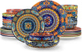 vancasso 24-Piece Dinnerware Sets,Plates & Bowls Sets Service for 6, Bohemian Porcelain Dishes Set for 6, Kitchen Dinner Set,Microwave & Dishwasher Safe, Scratch Resistant,Series KRVI