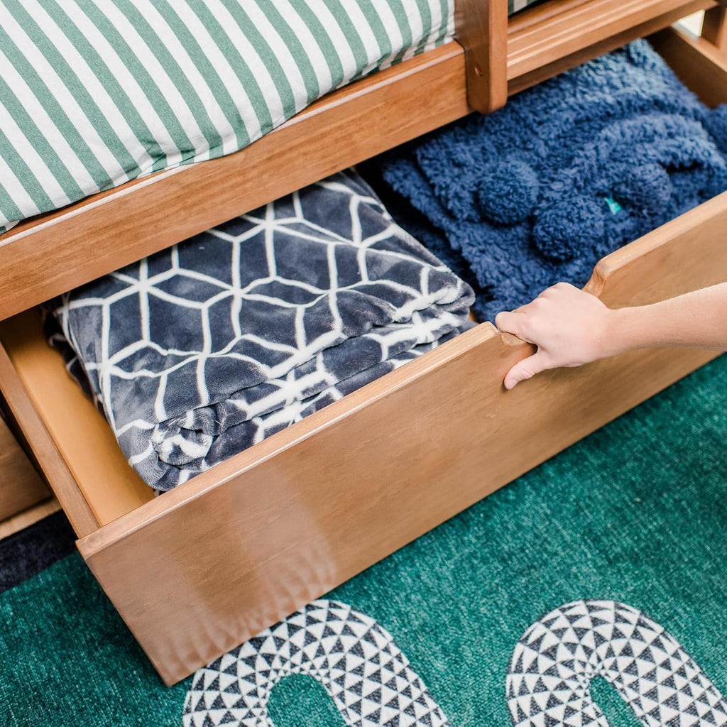 Max & Lily Classic Twin Over Full Bunk Bed, with Storage Drawers, Pecan