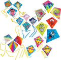 Fun Express Bulk Kites for Kids Ages 4-8 - 72 Pack Assorted Rainbow Beach Kites with String | Easy to Fly Small Kites for Toddlers, Outdoor Activities & Party Prizes | Educational Flying Toys