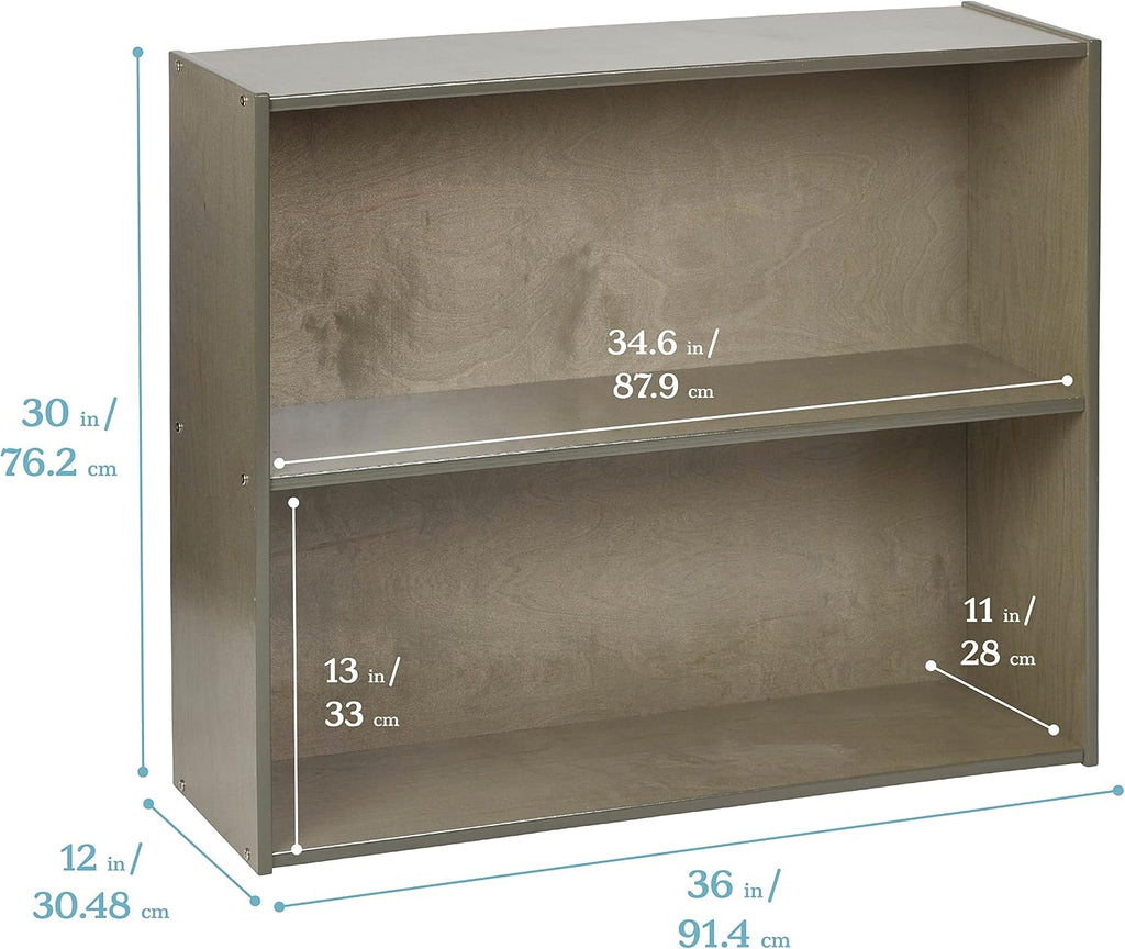 ECR4Kids Birch Streamline 2-Shelf Storage Cabinet, 30in High, Classroom Furniture, Grey Wash