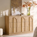 ACCOHOHO Arched Dresser for Bedroom with 9 Drawers, 52' Wide Modern Chest of Drawers with Rounded Edge & Metal Handles, Wood Storage Closet Dressers TV Stand for Living Room, Hallway, Natural Oak