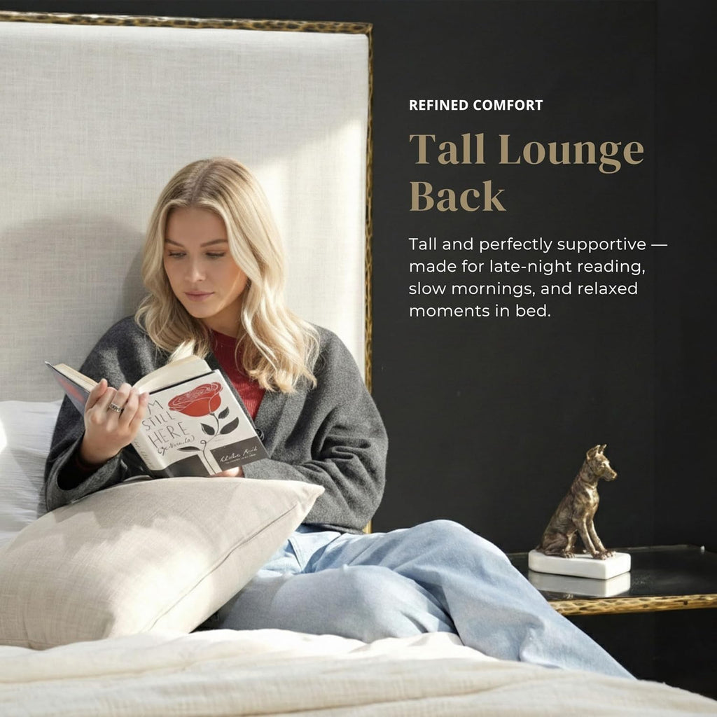 24/7 Shop at Home Lalia Hammered Metal 3-Piece Bedroom Collection, Upholstered Bed Frame with Beige Fabric Headboard, Forged Steel and 1-Shelf Nightstands, Foundation Required, Full, Matte Gold