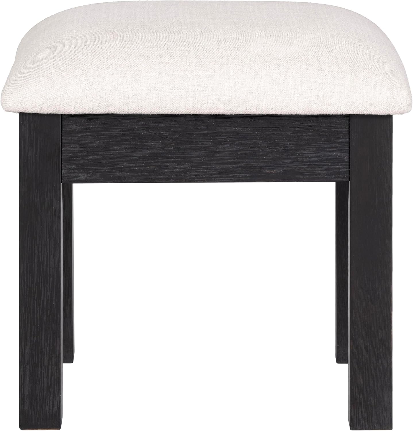 Furniture of America Lyle Modern Solid Wood 6-Drawer Makeup Vanity Set with Storage Stool and LED Full-Length Mirror, Wooden Dresser with USB Ports and Power Outlet for Bedroom, Guest Room, Black