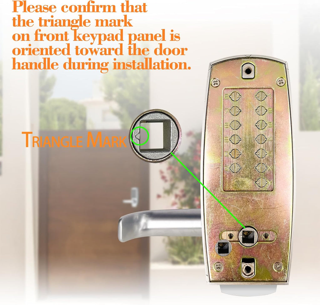 Mechanical Entry Door Lock, 14 Digital keypad,Weatherproof deadbolt with Handle, Security Heavy Duty Outdoor Lock Without Electronic, Easy Installation, for Home, Yard-gate, Office, Chrome