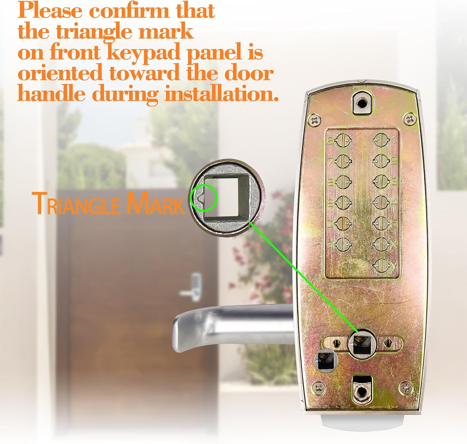 Mechanical Entry Door Lock, 14 Digital keypad,Weatherproof deadbolt with Handle, Security Heavy Duty Outdoor Lock Without Electronic, Easy Installation, for Home, Yard-gate, Office, Chrome