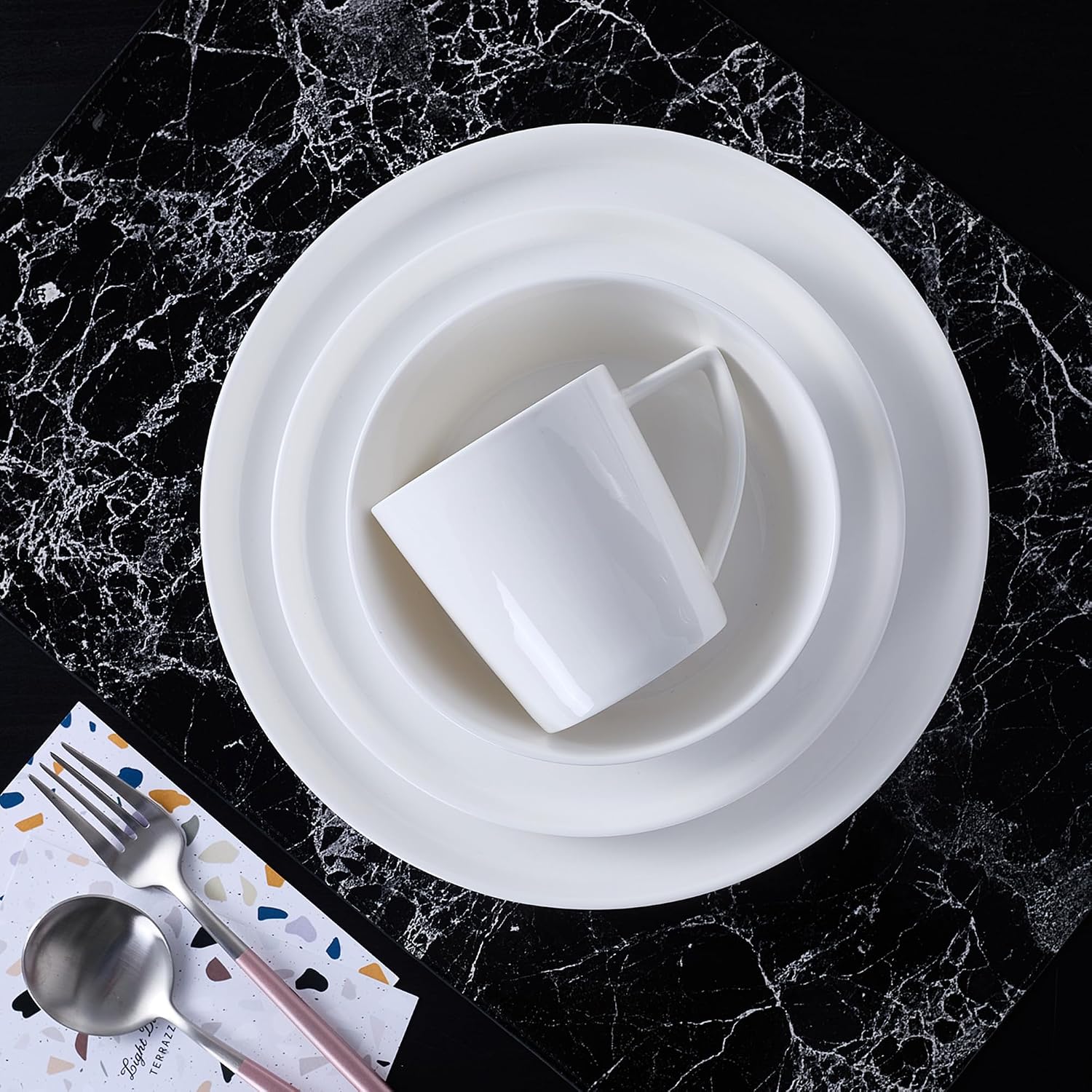 Stone Lain Madeline Formal Bone China Dinnerware Set 32 Piece Service for 8, White
