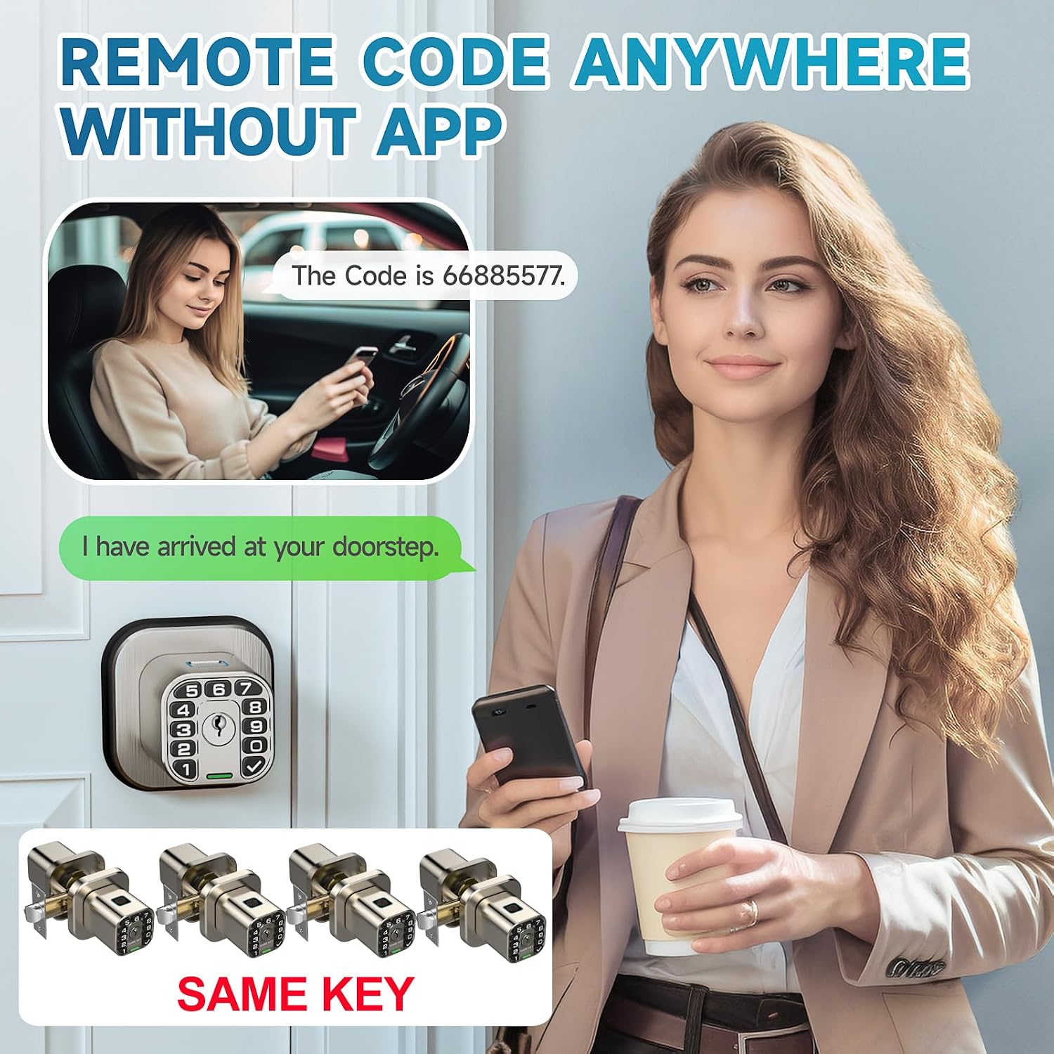 Richelock Fingerprint Door knob, Smart Biometric Door Lock with Keypad, Keyless Entry Code Door Knob, Waterproof & Weatherproof, Auto Lock,Voice Navigation, for Bedroom, Gate,Office