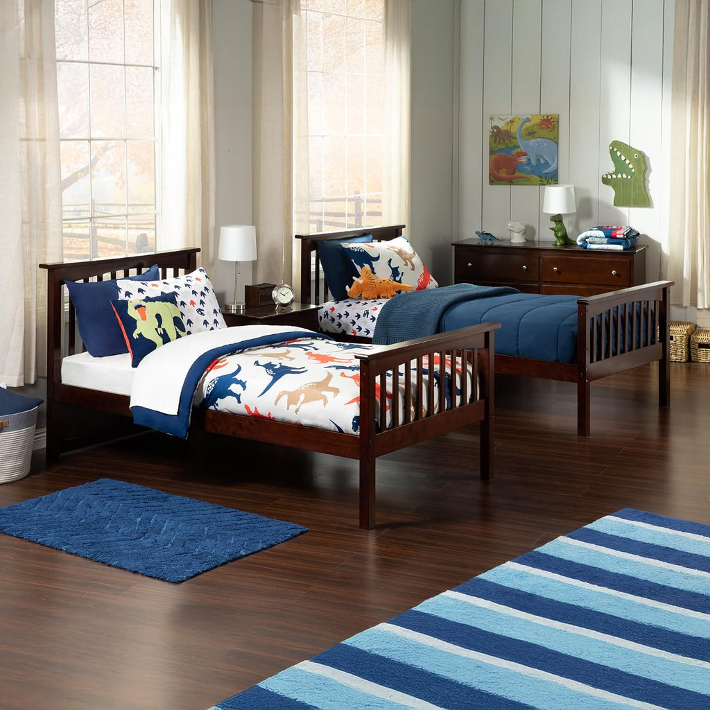 AFI, Columbia Ladder Bunk Bed Twin Over Twin with Twin Trundle, Walnut