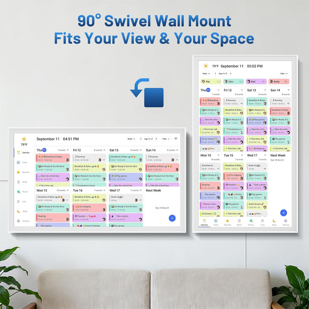 32 Inch Digital Calendar, Electronic Chore Chart, Smart Weekly and Monthly Planner 1920 * 1080P IPS Touchscreen Wall Calendar Rewards for Family Schedules, Meal Planning Gift