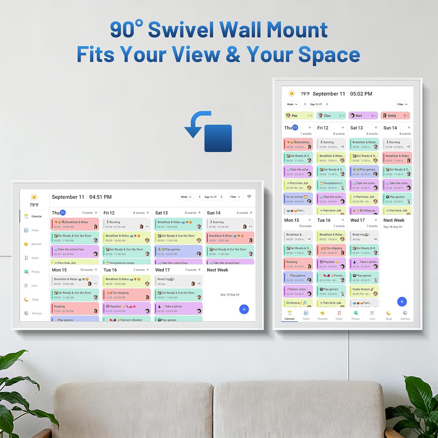 32 Inch Digital Calendar, Electronic Chore Chart, Smart Weekly and Monthly Planner 1920 * 1080P IPS Touchscreen Wall Calendar Rewards for Family Schedules, Meal Planning Gift