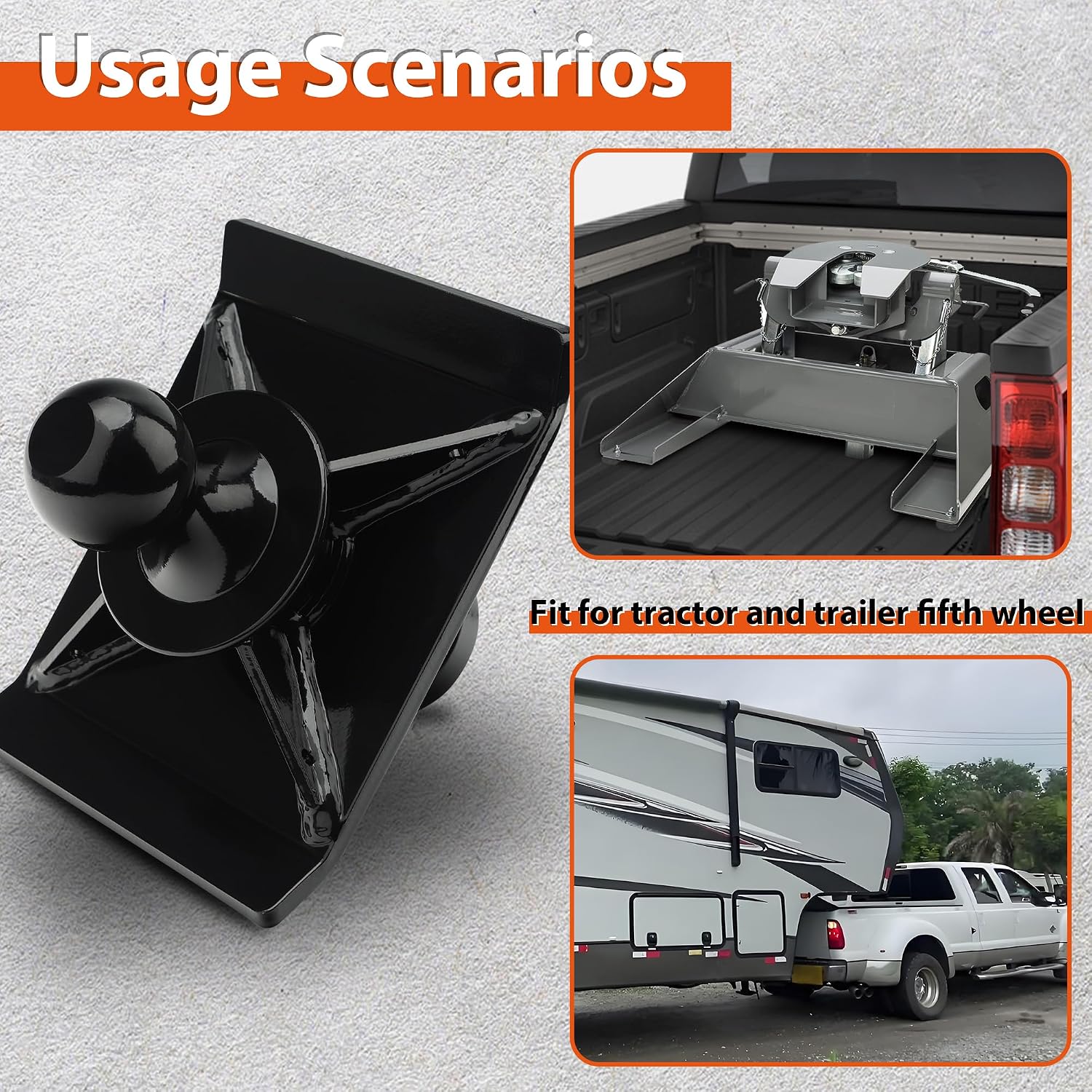 30K Lbs 5th Wheel to Gooseneck Ball Adapter | 2' Kingpin, Fits Pickup 5th Wheel Hitches | Replaces #2085295, 4PCS Anti-tilt PU Washer and 1PCS Lube Plate Included