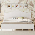 JIVOIT Wood King Bed Frame with Headboard and Footboard, Retro Style Platform Bed with Wooden Slat Support, Solid Wood Foundation, King Size Wooden Bed Frame (White,King Bed, 1)