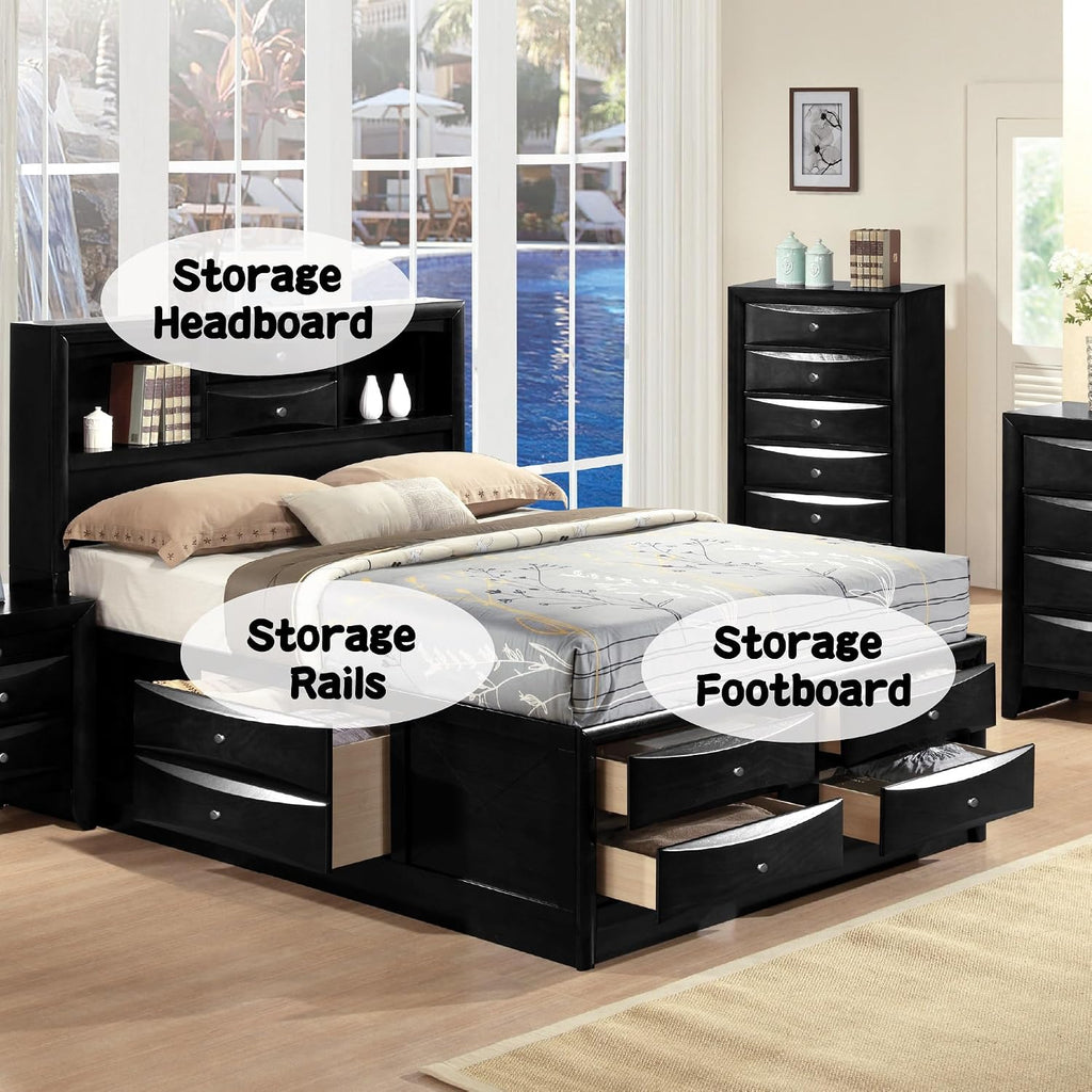 Acme Ireland Full Wood Platform Bed with Storage Drawer in Black