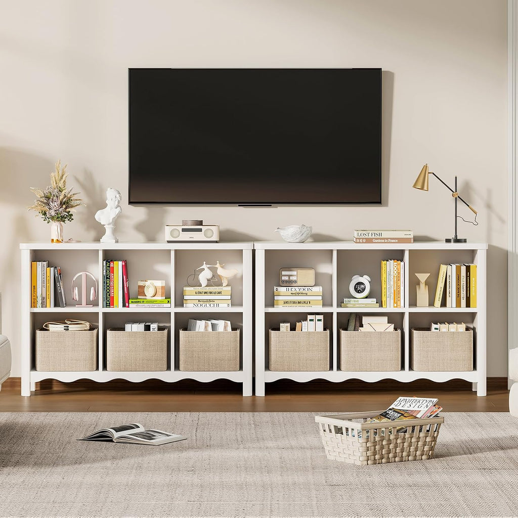 ONBRILL 6 Cube Storage Organizer Shelf, Bookshelf and Toy Storage Organizer for Kids Rooms, Small Book Shelf for Child, Display Cabinet Bookcase for Living Room, Study Room, Office (White)
