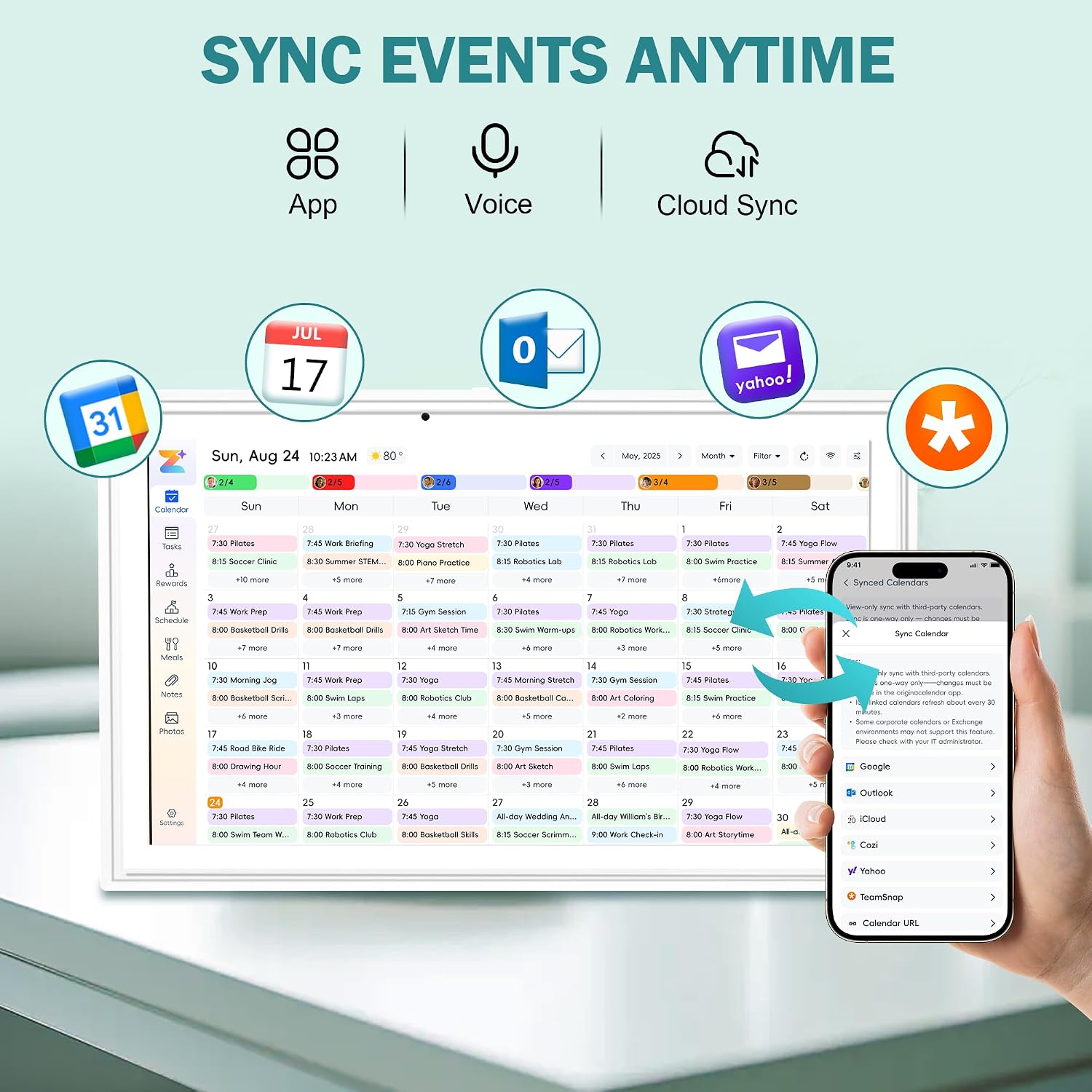 Digital Calendar Wall Touch Screen, 21.5 Inch Electronic Smart Calendar with Google Play & Multi-Calendar Sync, Electronic Planner & Chore Chart for Family Schedules Meal White