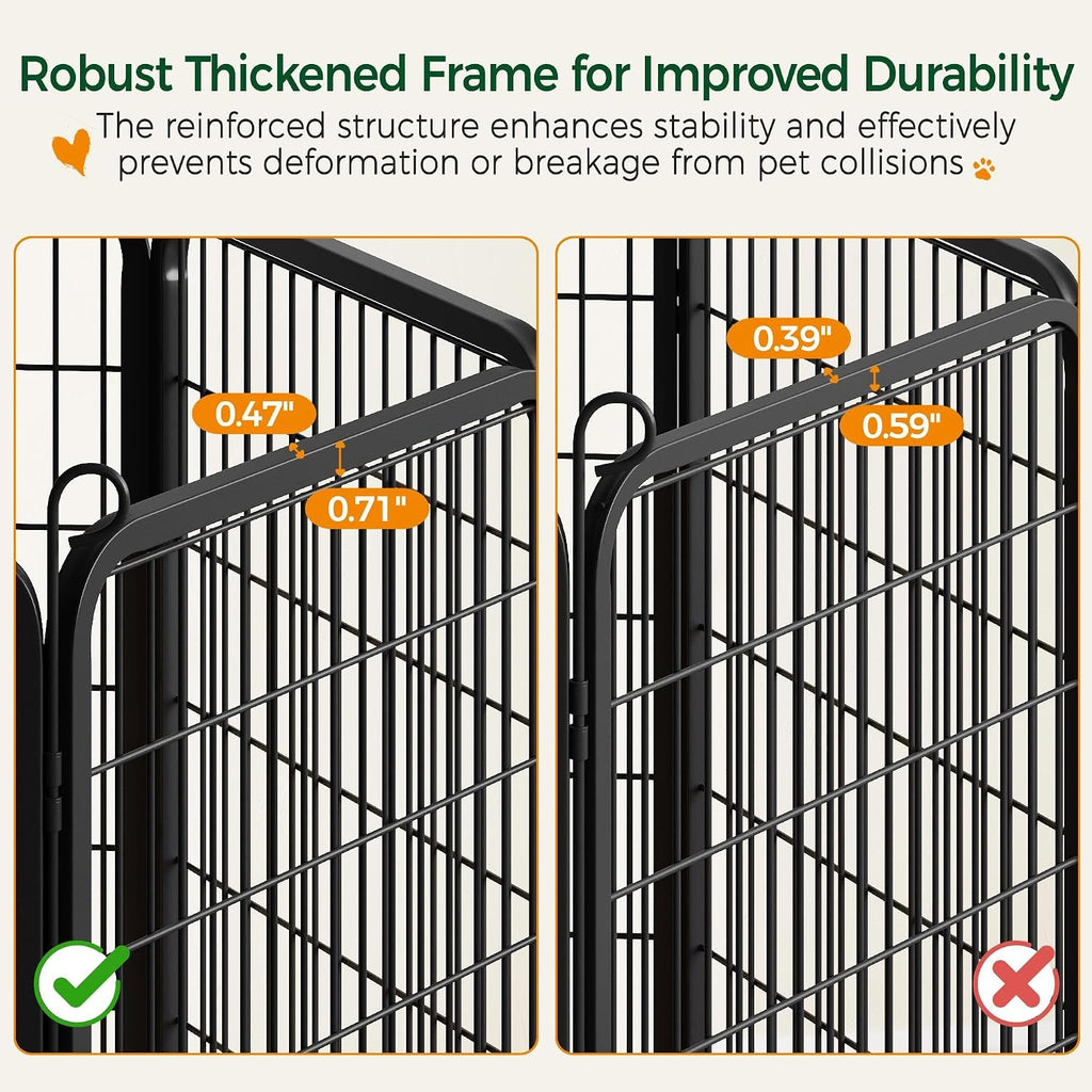 Yaheetech 40in 24-Panel Metal Dog Playpen Fence for Indoor Yard RV Camping | Heavy-duty Rustproof Frame with Secure Latch Door, Tool-free Assembly, Foldable Storage, Ideal for Medium to Large Dog Breeds
