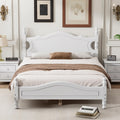 JIVOIT Retro Style Platform Bed with Headboard and Footboard, Full Size Wood Platform Bed Frame with Wooden Slat Support, Solid Wood Foundation, No Box Spring Required (White,4,Full)