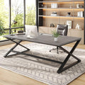 IBF Extra Large Desk, 78.7' Long Home Office Computer Desk, Simple Wide Work Desks for Writing Study in Bedroom, Industrial Wood Metal Game Desks Executive Workstation Conference Table, Light Grey Oak
