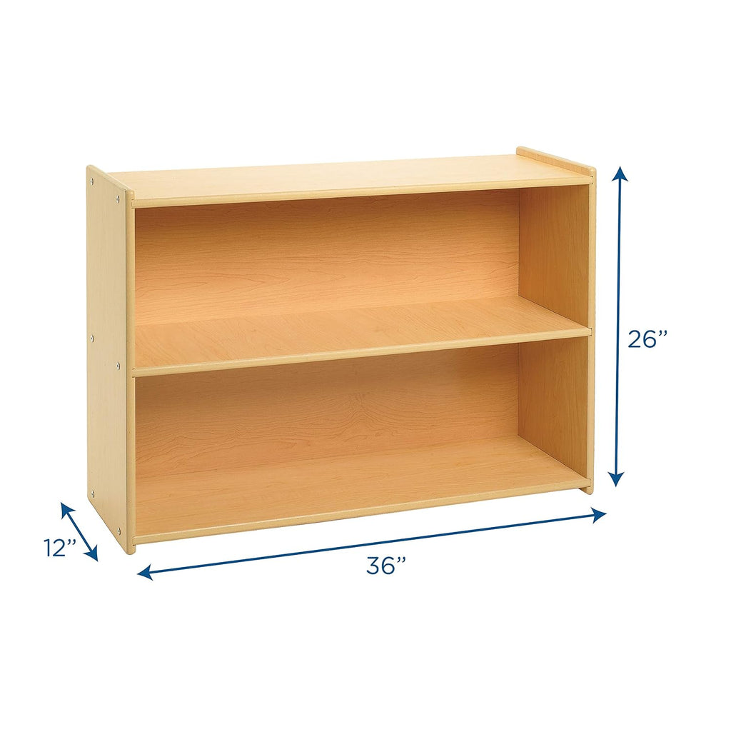Angeles Value Line Narrow 2-Shelf Storage, 36' L x 26' H, Kids Storage Organizer, Kids Bookshelf for Classroom, Playroom, Nursery, Montessori School, Natural