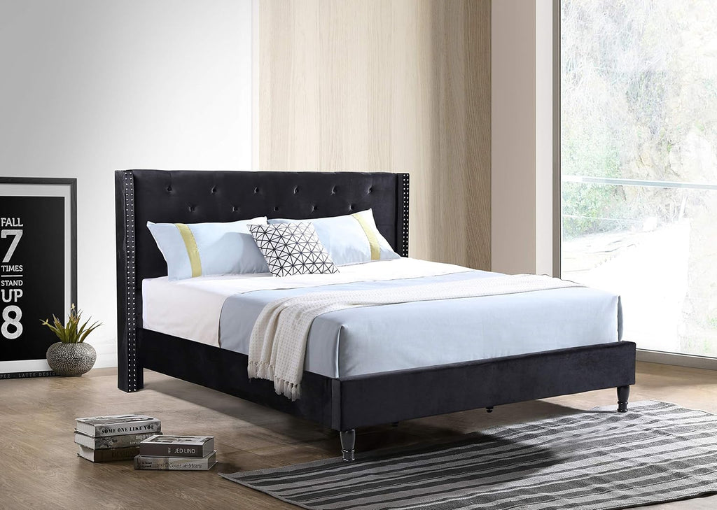 HomeLife furBed00007_Suede_Full_Black Platform Bed
