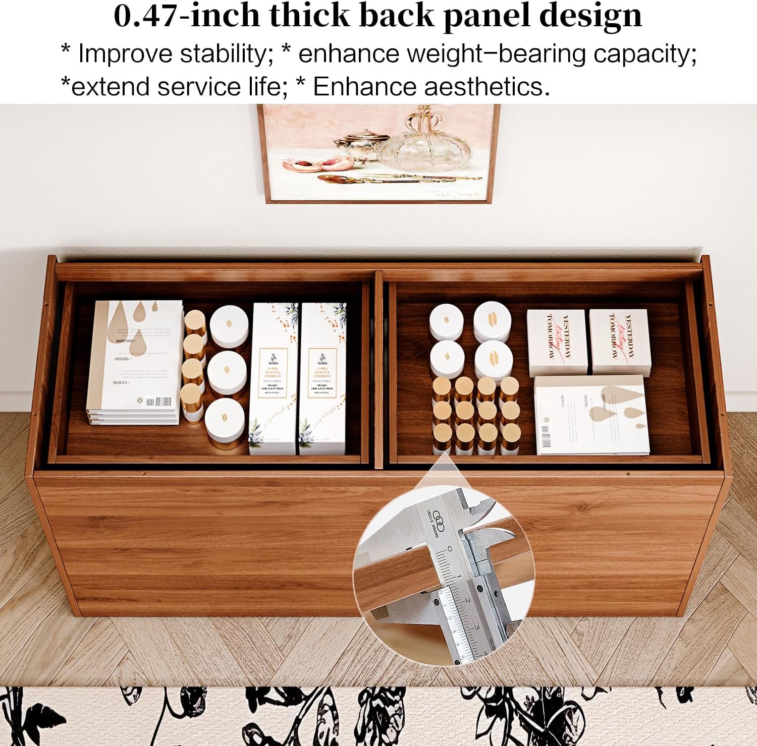 Chrangmay 6 Drawer Dresser,47' Wide Mid Century Chest of Drawers,Wooden Bedroom Drawer Dresser with 6 Storage Drawers for Bedroom,Living Room,with Anti-Tipping Device, Brown