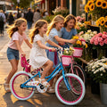 WinHope Girls Bike with Doll Seat, 12 14 16 18 20 Inch Kids Bike for 2-12 | Dual Brake with Training Wheels / Kickstand & Streamers Birthday Gift for Toddler Outdoor Riding, Multiple Colors